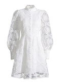 Plataz Retro Court Dress Women's Dress 2025 Early Spring New Lace Embroidery Jed Flower Collection Waist Thin Skirt