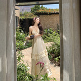 Plataz Pure Wind Seaside Holiday Dress Female Sanya Sexy Hanging Neck Long Dress