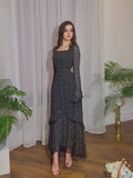 Plataz 2024 New Chiffon Spot Lotus Leaf Sleeve Temperament Long Splicing Irregular Dress