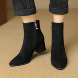 Plataz French Coarse And Small Short Boots Women's Autumn New Pointed Velvet Knight Boots Single Boots With Large Size Women's Boots High Quality Shoes