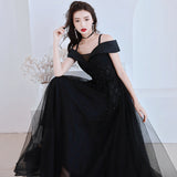 Plataz Evening Dress 2025 Spring Shoulder Birthday Dinner Party Host Art Examination Dress Woman