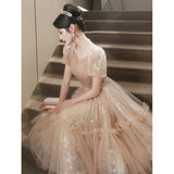 Plataz Dress Woman 2025 New Light Luxury Small High-End Small Banquet Senior Feeling Host Birthday Wedding Dress