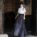 Plataz Design And Painting Chinese Style Improvement Han Elements Female Shirt Horse Face Dress Set 6935