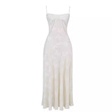 Plataz With The Same Retro Cream-Colored Sling Print-Deli Dress Sweet And Gentle Wind Birthday Evening Dress