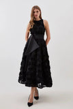Plataz Summer New Round-Neck Sleeveless Three-Dimensional Flower Belt To Receive Long-Term Dress Women