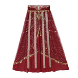 Plataz Red Flame Of The Female Hans Clothing Female Dunhuang Wind Wind Wind Cloak Corset Half Skirt Suit 9073