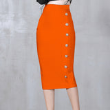 Plataz And Winter New Waist Slim Half Skirt Fashion Slit Buckle Long Skirt Slim Bandage Nepotism