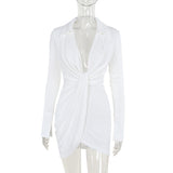 Plataz Autumn 2025 New Hottie Bag Hip Dress Temperament Sexy V Collar Long Sleeve Dress Woman DJPT