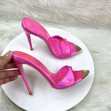 Plataz Fashion Sandals Laser Green 12CM Fine Heel High Heels Walking Shoes High Quality Shoes