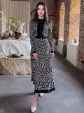 Plataz Autumn Temperament Elegant Wind To Close The Waist Print Fashionable Thin Dress Dress