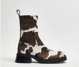 Plataz Winter New Sharp Head And Cow Hair Show Coarse And Knee Boots Women's Boots High Quality Shoes