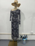 Plataz 2024 New Leopard-Print Twilled Long-Sleeved Long Temperament Dress Woman