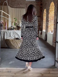 Plataz Autumn Temperament Elegant Wind To Close The Waist Print Fashionable Thin Dress Dress