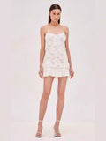 Plataz Summer New Sling Broth Three-Dimensional Flower Splicing Skirt Swing Short Dress Dress Woman