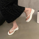 Plataz Base Simple Foot Flip-Flop Women 2025 Summer New Fluorescent Green Sandals Wearing Stylish Beach Slippers DJPT