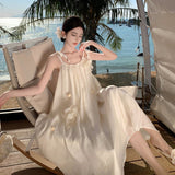 Plataz New Seaside Tour Slings Bare Back Gentle Wind Holiday To Take Pictures Beach Dress Long Dress Summer
