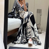 Plataz New Elegant V-Neck Print Blouse Dress