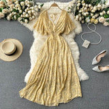 Plataz Vacation Dress Summer 2025 New Sexy V To Receive Long-Lost Lanky Chopped Beach Skirt DJPT