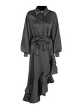 Plataz Temperament Fashion Court Style 2025 New Collar Single-D Row Buckle Bubble Sleeve Irregularly Spliced With Dress Woman