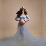 Plataz Pregnant Women Sexy Long-Sleeved Lace Dress Mesh Pregnant Women Take Pictures Of Pregnant Women Pregnant Skirts Maternity
