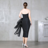 Plataz Banded Dress Summer New Temperament Sex High-Waisted Dinner Dress Brat Mesh Dress