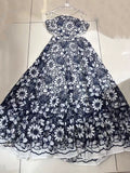 Plataz Bare Back Sling Skirt Australian Niche 2024 Summer Hollow Bare Waist Flower Embroidery Dress Dress Dress