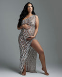 Plataz Summer Luxury Hot Diamond Pregnant Women Photo Dress Oblique Shoulder Slit Drill Pregnant Woman Photography Dress Maternity