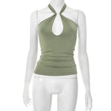 Plataz Women's Sleeveless Backs Piercing Hanging Neck Strapt Tight Vest Tops DJPT
