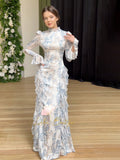 Plataz Spring Gentle Style Dress With Printed Sleeve Dress
