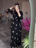 Plataz 2024 Women's Loose Breathable Leisure Round-Neck Flower Print Skirt Suit