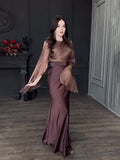 Plataz 2024 Splicing Glass Yarn Sleeve Long Denwear Dress