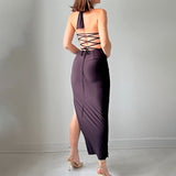 Plataz 2025 New Solid Color Sling Hanging Neck U Tie With Open Skirt