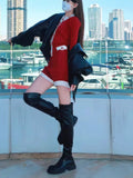 Plataz New Retro Fashion Christmas New Year Reduction Temperament Bumpy Bag Knitted Elastic Jumpsuit