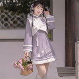 Plataz Design New Purple Cloud Rabbit Han Dress Women's Clothing Mane Dress Suit Autumn And Winter 8567