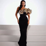 Plataz 2024 Design-Sensitive Three-Dimensional Golden Flower Sleeveless Banded Dress Party Dinner Dress Dress