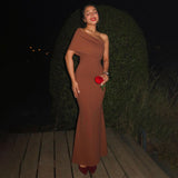 Plataz 2025 New Slanted Shoulder Sexy Temperament To Dress Up In The Famous Style Banquet Dress