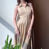 Plataz Fashion Temperament In The Fall Of 2024, The Back Of The Solid Color Dress
