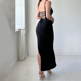 Plataz 2025 New Solid Color Slingless Sleeveless Back Tie With Open Skirt