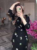 Plataz 2024 Women's Loose Breathable Leisure Round-Neck Flower Print Skirt Suit