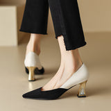 Plataz Large-Size Shoes Small Fragrant Wind Sharp High Heels New Women's Shoes Light Color Fashion Single Shoes High Quality Shoes