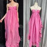 Plataz Fashion Lotus Leaf Side Bra Dress 2024 New Loose Temperament Casual Holiday Dress