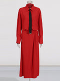 Plataz Elegant Style Dress Spring 2025 New Collar Tie Sexy High-Waist Opening Dress Dress Woman