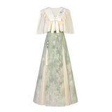 Plataz Blue Poetry Chinese Style Improvement Han Elements Women's Outer Sling Skirt Suit 9069