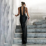 Plataz Autumn 2025 New Fashion Style Sexy Deep V Collar Hanging Back With A Ribbon Dress DJPT