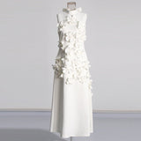 Plataz Retro-Style Niche Walking Show 2025 Summer New Round-Neck Sleeveless Design Long Three-Dimensional Floral Dress