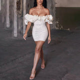 Plataz Dress Bagged Ass Skirt Braided Shoulder Fish Bone Lotus Leaf Side Dress
