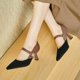 Plataz Large-Size Shoes Small Fragrant High-Heeled Shoes Women's Light Mouth Single Shoes Spring New Women's Shoes Korean Version Of The Pointed Mary Jane Shoes High Quality Shoes