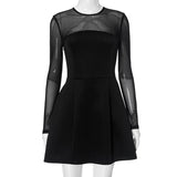 Plataz Women's Autumn Mesh Splicing Dew Skin Elegant Skirt DJPT