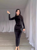 Plataz Aristocratic Velvet Body Sexy Waist Irregular Dress Dress Dress Woman