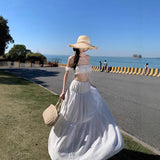 Plataz Holiday Hottie Suit Woman Summer Shoulder Tsets High Waist Half-Body Dress White Sexy Two-Piece